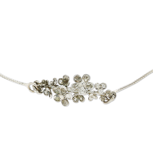 Kette Silber Blume 