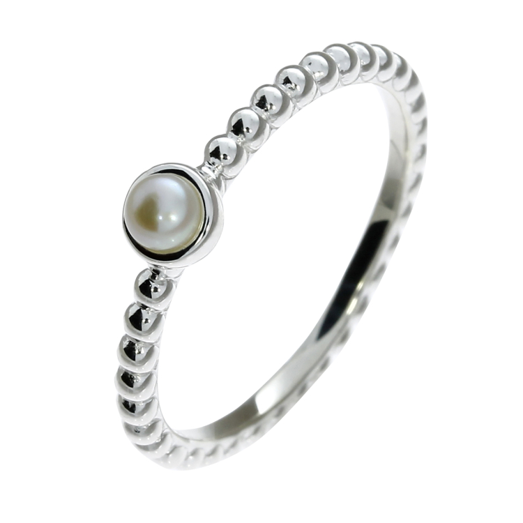 Ring Dots Silber 2mm mit Perle 3 mm rund 