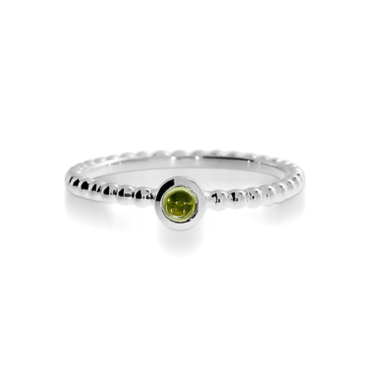 Ring Dots Silber 3mm mit Peridot 3 mm rund cab