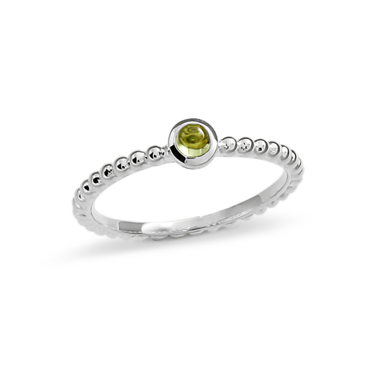 Ring Dots Silber 3mm mit Peridot 3 mm rund cab