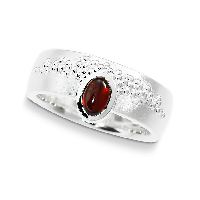 Ring Dots Silber Granat