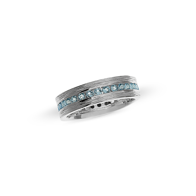 Ring Crease Silber Swiss blueTopas Kanalfassung 8 mm breit