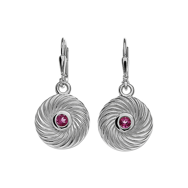 Ohrring Silber Waves pink Turmalin 3 mm rund fac 