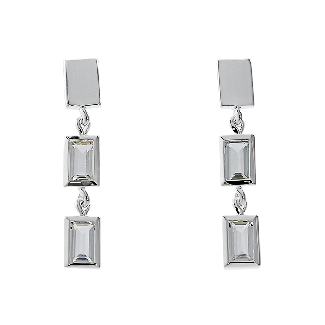 Ohrhänger Crease Miro Silber hell white topas