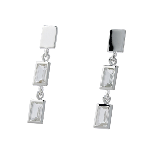 Ohrhänger Crease Miro Silber hell white topas