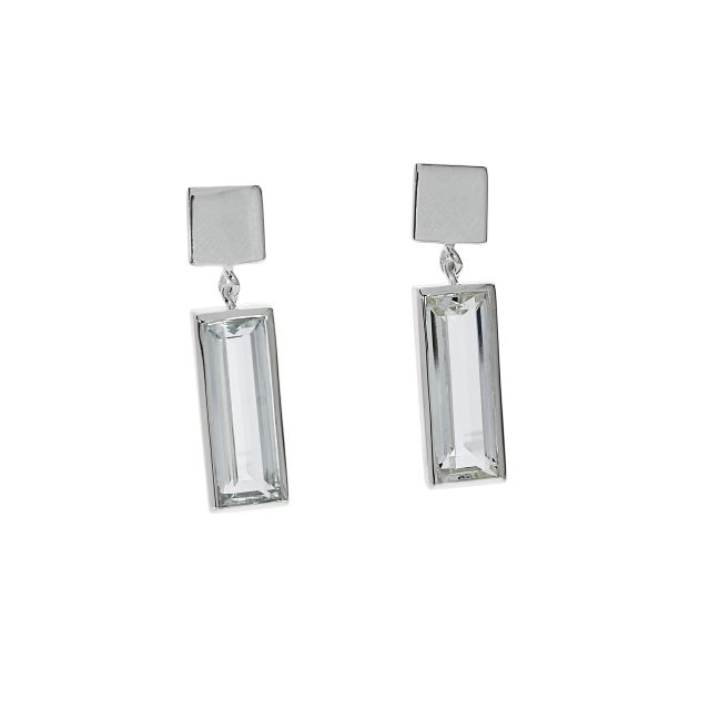 Ohrhänger Crease Miro Silber hell white topas