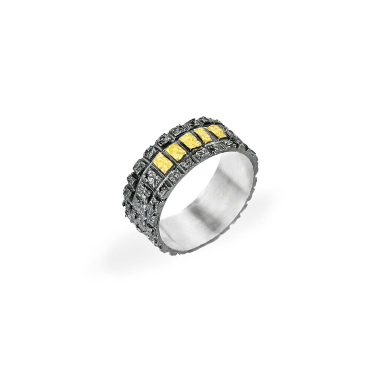 Ring Silber mit 750 Gelbgold