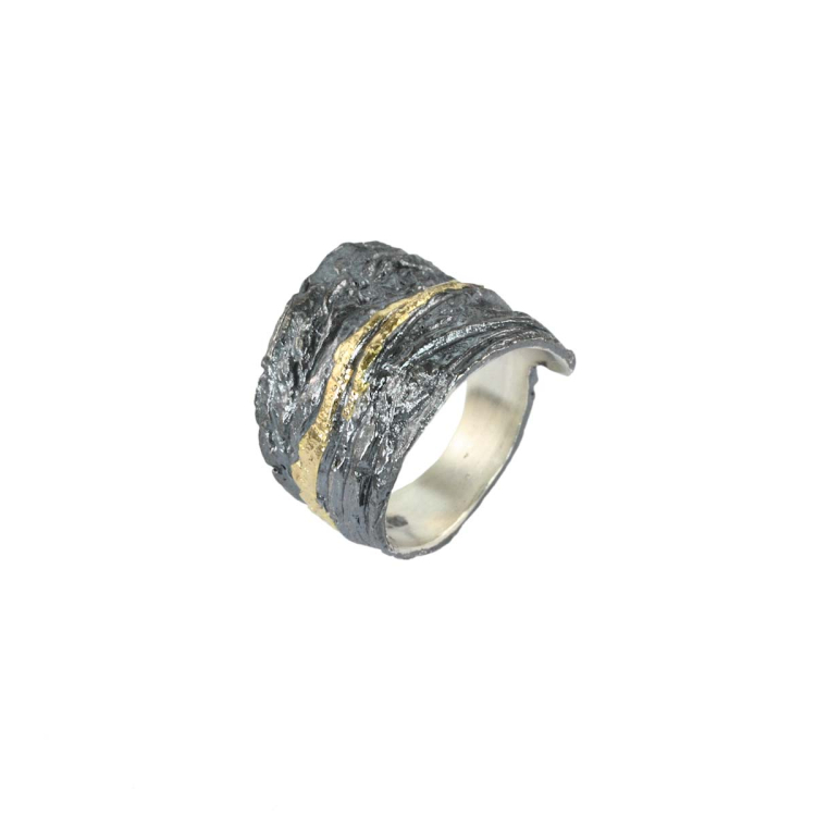 Ring Silber mit 750 Gelbgold