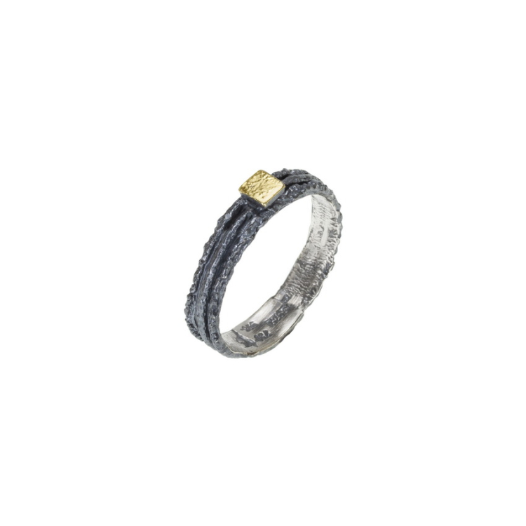 Ring Silber mit 750 Gelbgold