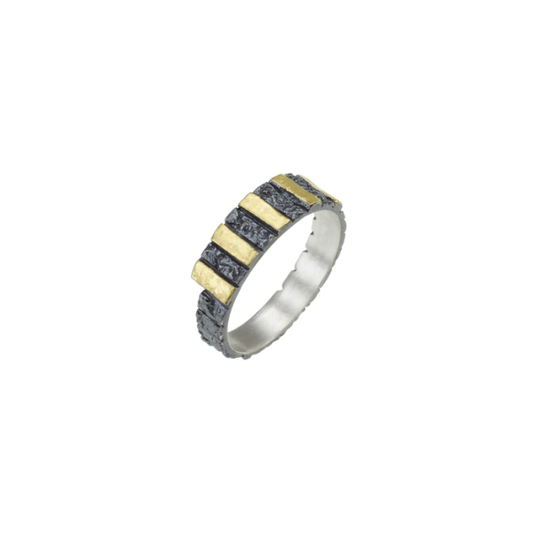 Ring Silber mit 750 Gelbgold