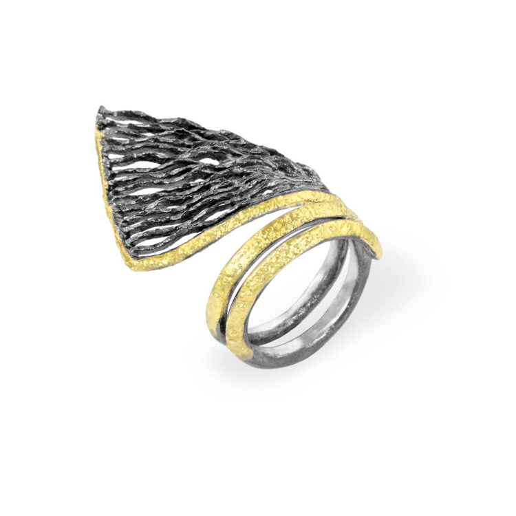 Ring Silber mit 750 Gelbgold