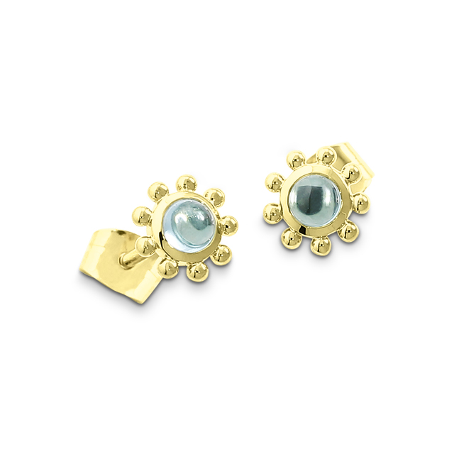 Ohrstecker 585 Gelbgold swiss blue topas 3 mm cab.