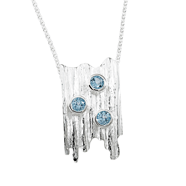 Anhänger Crease Wood Silber swiss blue Topas  