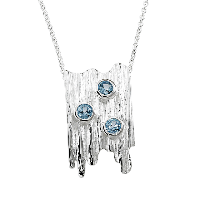 Anhänger Crease Wood Silber swiss blue Topas  