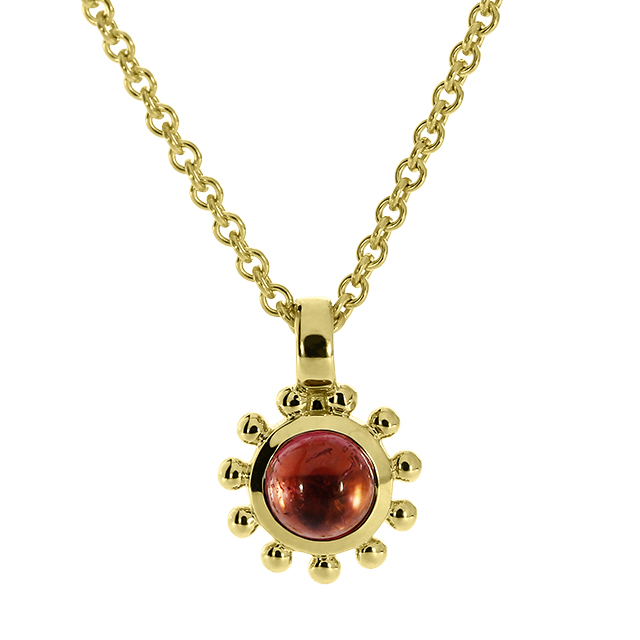 Anhänger 585 Gelbgold pink turmalin 4 mm cab.