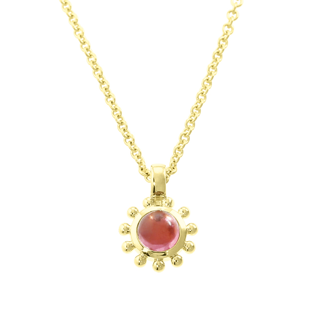Anhänger 585 Gelbgold pink turmalin 4 mm cab.
