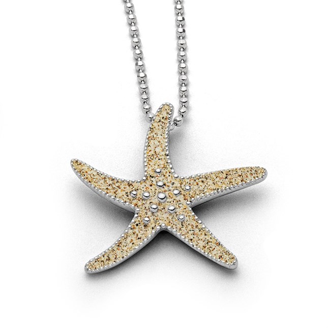 Anhänger Silber Seestern Strandsand Zirkonia 33  mm 