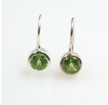 Ohrhänger Peridot 6 mm rund fac