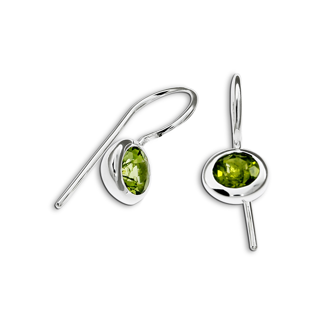 Ohrhänger Peridot 6 mm rund fac.