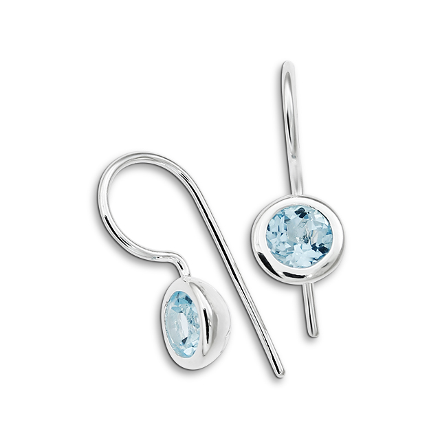 Ohrhänger sky blue Topas 6 mm rund fac.