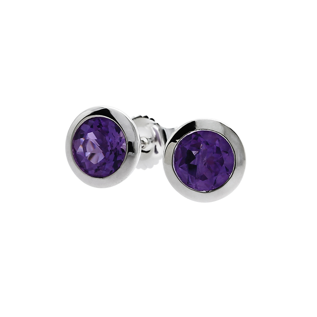 Ohrstecker Silber Amethyst 6 mm rund fac
