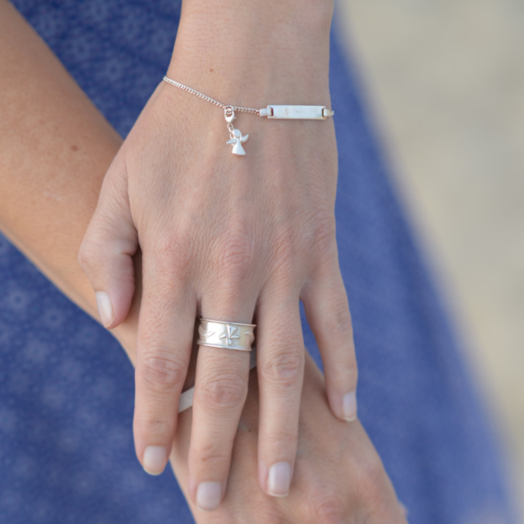 Ident-Armband Silber mit Miniengel