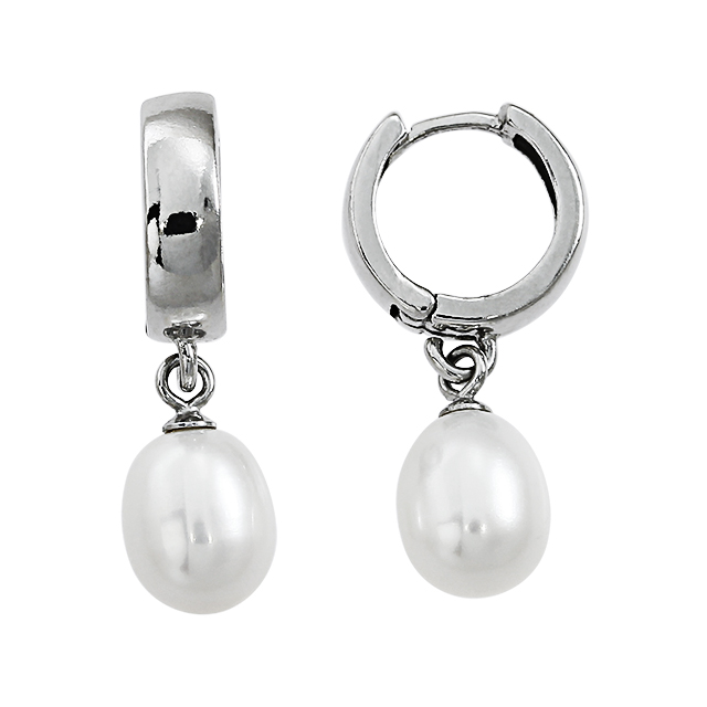 Creole Silber Silber Süßwasserperlen Torpfen 7.5 bis 8.00 mm Creole mit Scharnier