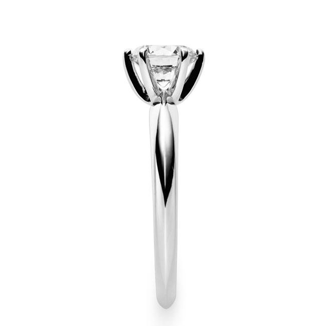 Ring Weißgold 585 Solitaire mit 6-Krappenfassung Diamant 0,10 ct -  tw si