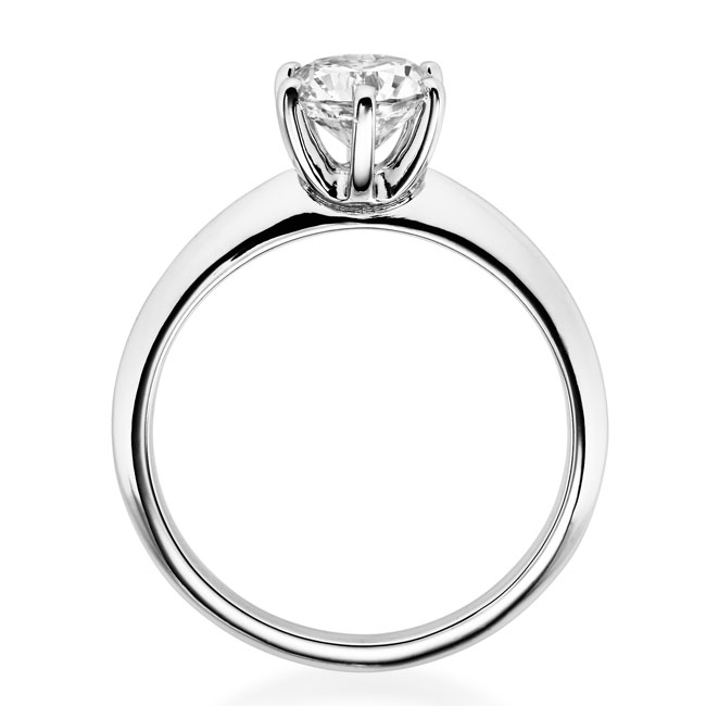 Ring Weißgold 585 Solitaire mit 6-Krappenfassung Diamant 0,10 ct -  tw si