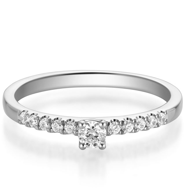 Ring Diamant mit seitlichem Steinbesatz Diamant 0,38 ct -  tw si