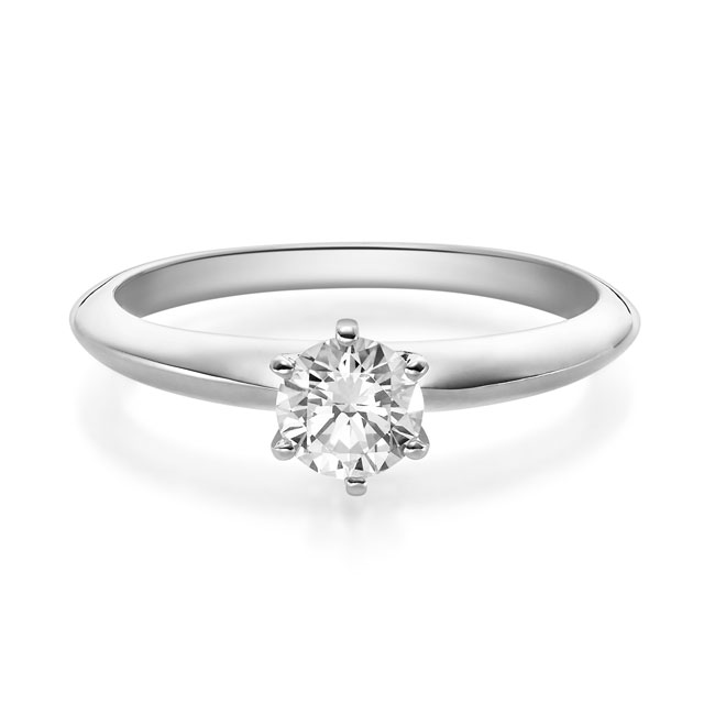 Ring Weißgold 585 Solitaire mit 6-Krappenfassung Diamant 0,50 ct -  tw si