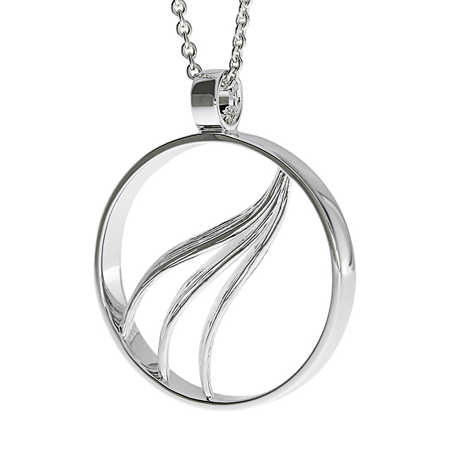 Anhänger Crease Fächer Silber 925  Durchmesser 27 mm inkl. Ankerkette