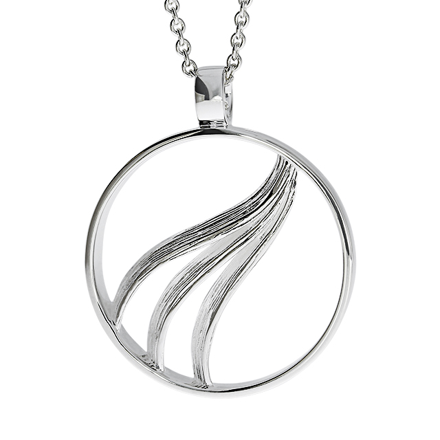 Anhänger Crease Fächer Silber 925  Durchmesser 27 mm inkl. Ankerkette