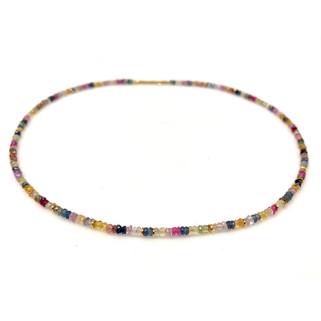 Collier Saphire multicolour Gelbgold Vergoldung