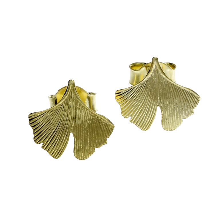 Ohrstecker 14 ct Gold Gingkoblatt 10mm