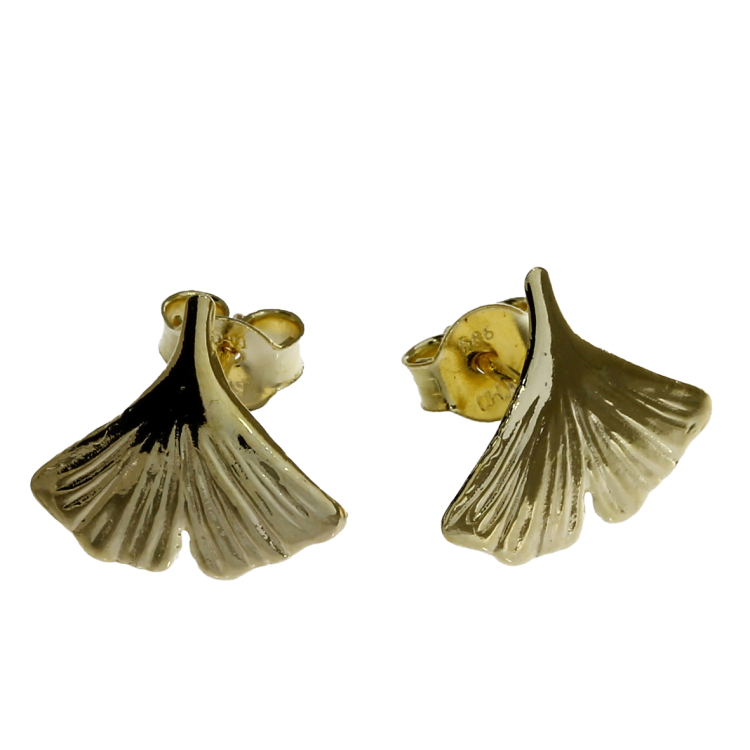 Ohrstecker 14 ct Gold Gingkoblatt 13 mm 