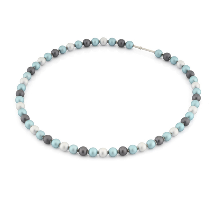 Collier Alu hellblau,silber,grau