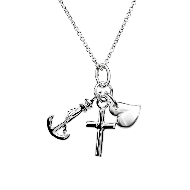 Anhänger Silber  Glaube, Liebe, Hoffnung inkl. Ankerkette 45 cm