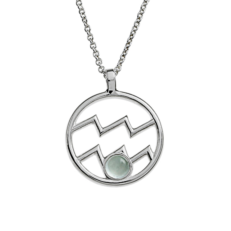 Sternzeichen Silber Wassermann mit Aquamarin 4 mm  inkl. Ankerkette