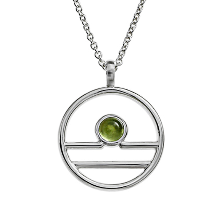 Sternzeichen ‌Silber Waage mit Peridot 4 mm inkl. Ankerkette