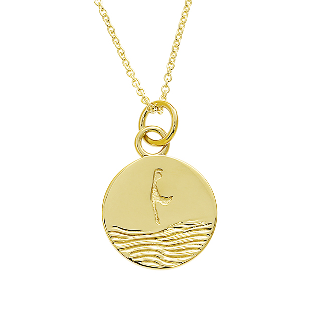 Anhänger Sylt Wellen Silber gold-plattiert rund 15 mm inkl. Ankerkette