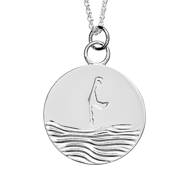 Anhänger Sylt Wellen 925 Silber rhodiniert rund 24 mm inkl. Ankerkette