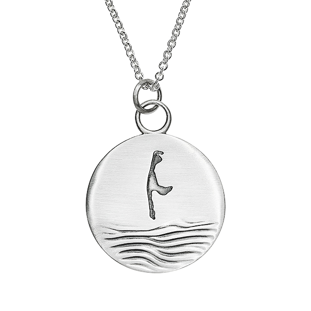 Anhänger Sylt Wellen 925 Silber rhodiniert rund 24 mm inkl. Ankerkette