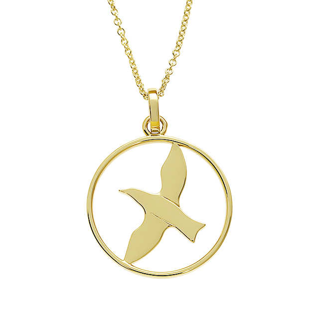 Anhänger Sylt Möwe Silber gold-plattiert rund 20 mm inkl. Ankerkette