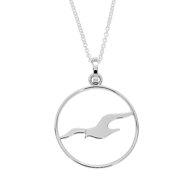 Anhänger Sylt Möwe 925 Silber rhodiniert rund 20 mm inkl. Ankerkette