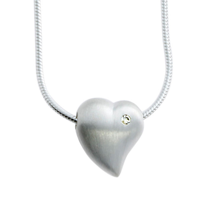 Anhänger Silber Herz Diamant 0,02 ct inkl. Kette 42 cm