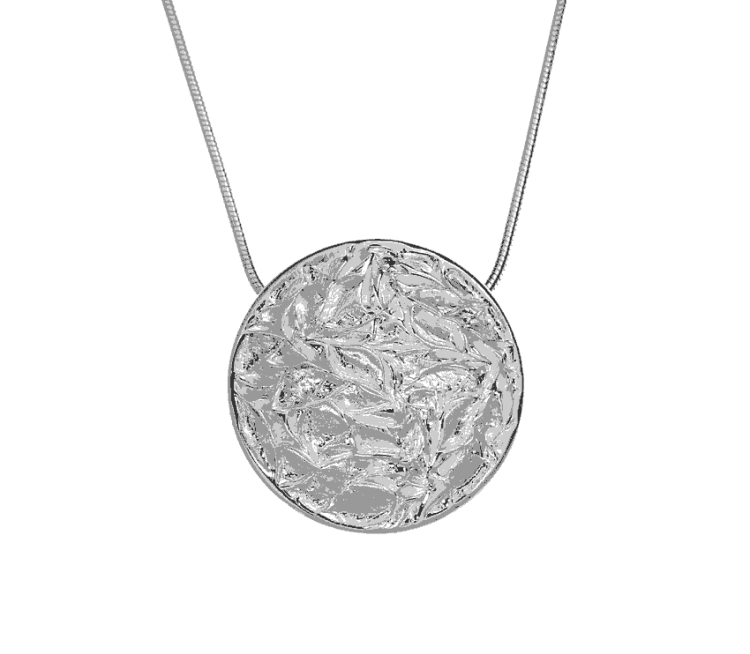 Anhänger Silber Leaves 24 mm rund inkl. Schlangenkette