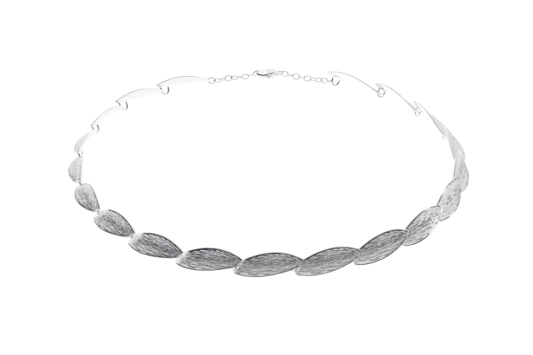 Collier Crease Silber hell Wellenspiel Länge 45 cm mit Verlängerung