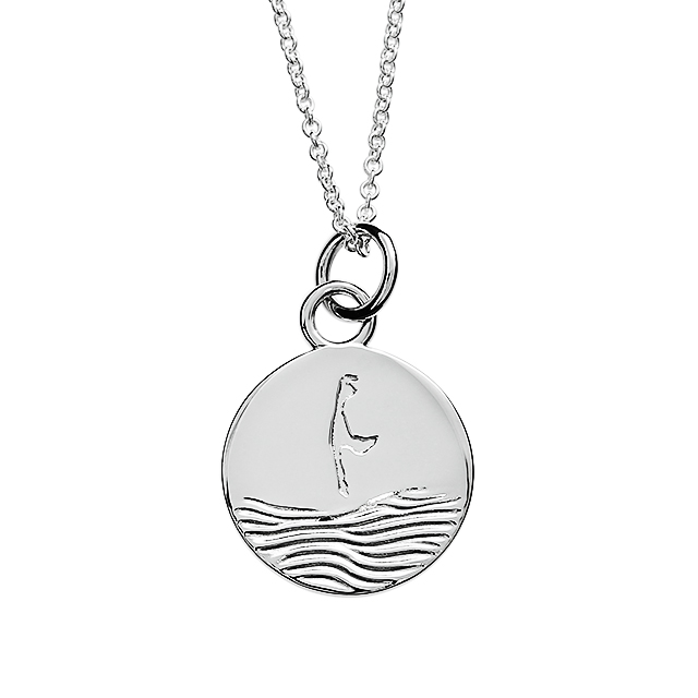 Anhänger Sylt Wellen 925 Silber rhodiniert rund 15 mm ohne Akerkette