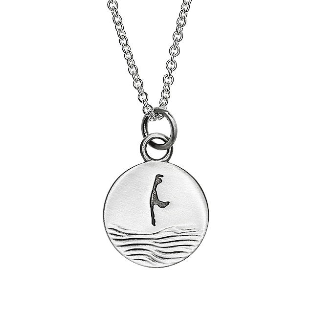 Anhänger Sylt Wellen 925 Silber rhodiniert rund 15 mm ohne Ankerkette 